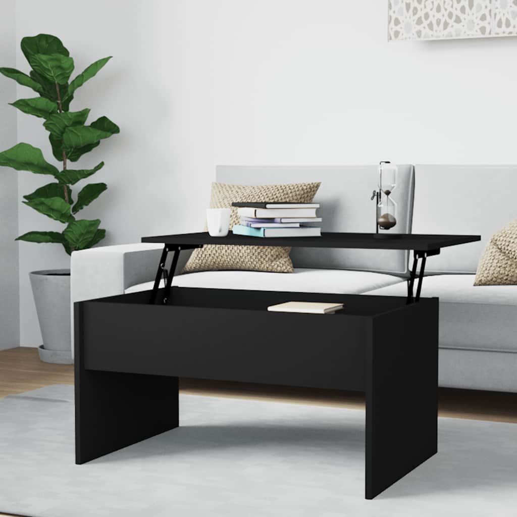 Stolić za kavu crni 80 x 50,5 x 41,5 cm od konstruiranog drva