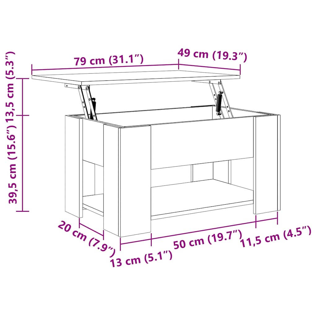 Stolić za kavu bijeli 79 x 49 x 41 cm od konstruiranog drva