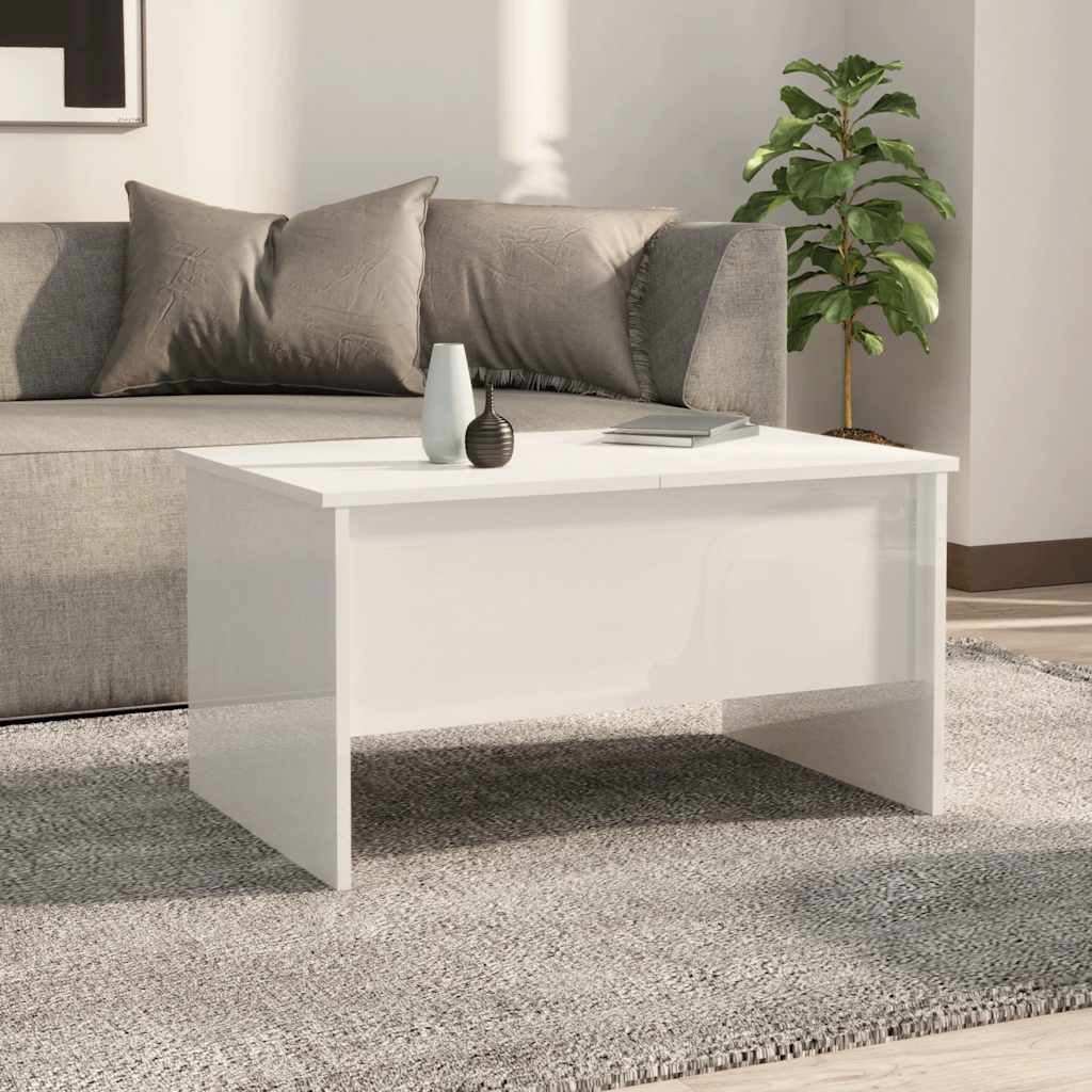 Stolić za kavu sjajni bijeli 80x50x42,5 cm konstruirano drvo