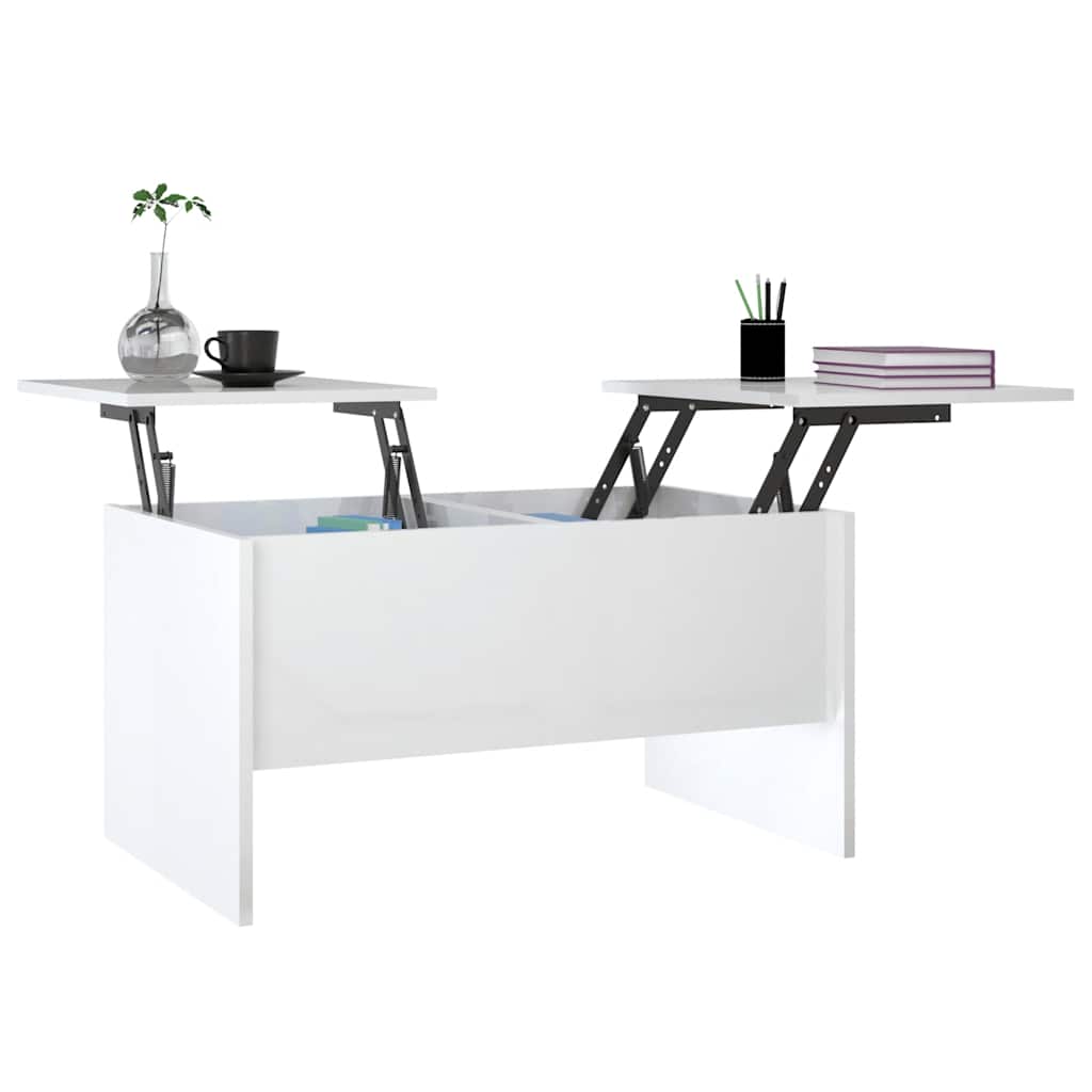 Stolić za kavu sjajni bijeli 80x50x42,5 cm konstruirano drvo