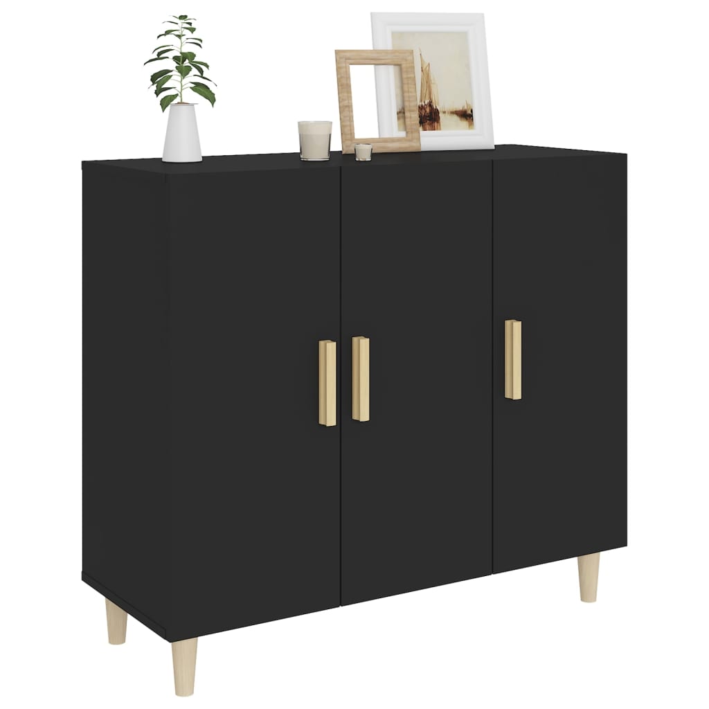 Komoda crna 90x34x80 cm od konstruiranog drva