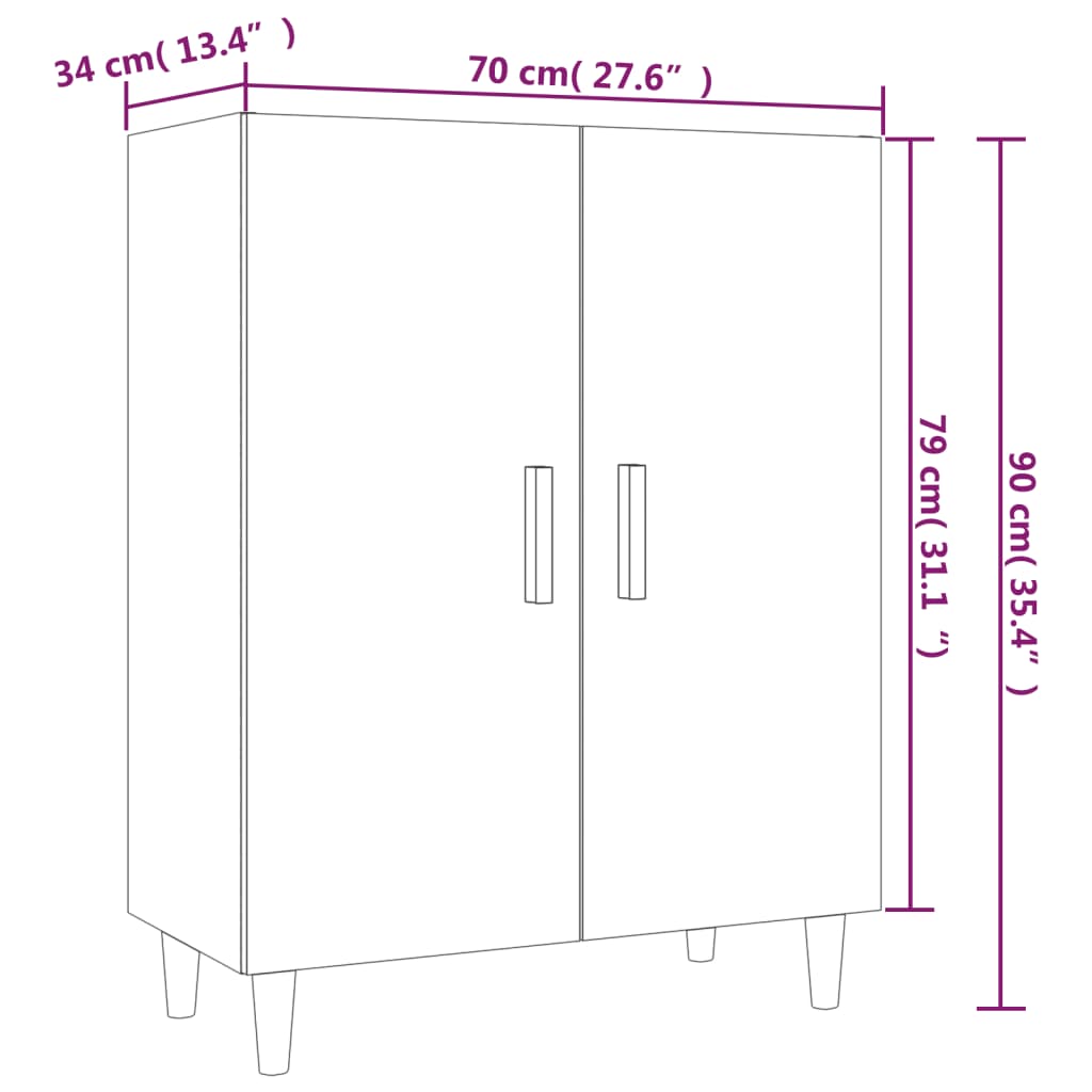 Komoda boja dimljenog hrasta 70x34x90 cm od konstruiranog drva