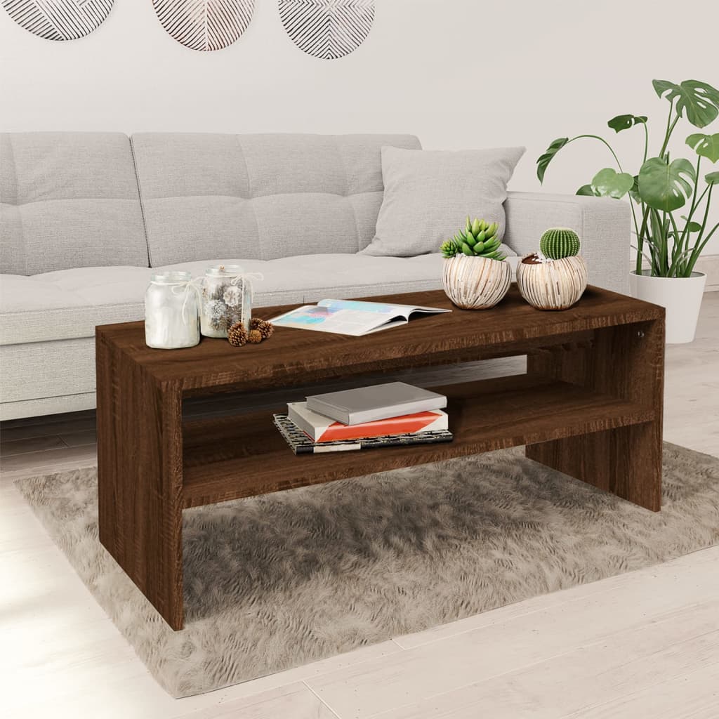 Stolić za kavu smeđa boja hrasta 100x40x40 cm konstruirano drvo