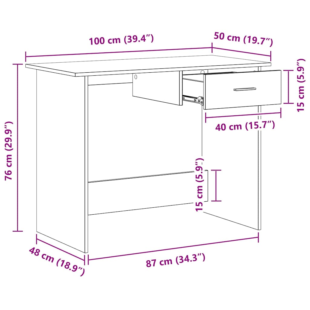 Radni stol boja dimljenog hrasta 100x50x76 cm konstruirano drvo