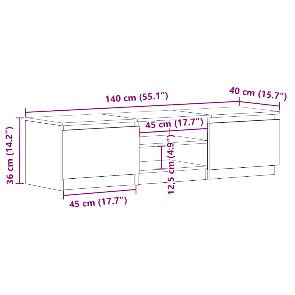 TV ormarić boja hrasta sonome 140x40x35,5 cm konstruirano drvo