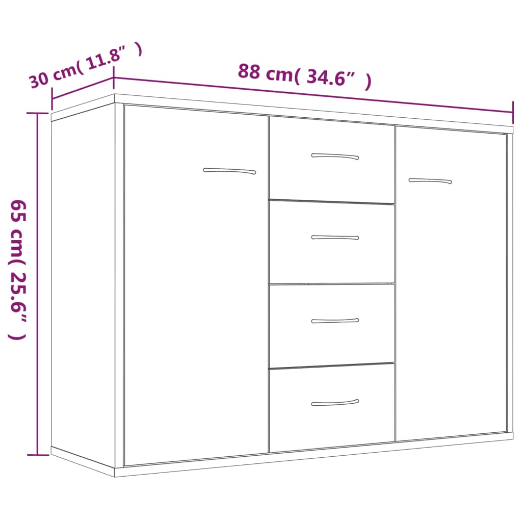 Komoda boja dimljenog hrasta 88x30x65 cm od konstruiranog drva