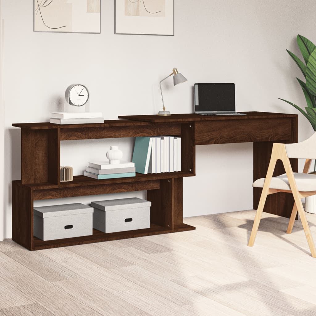Kutni radni stol boja hrasta 200 x 50 x 76 cm konstruirano drvo
