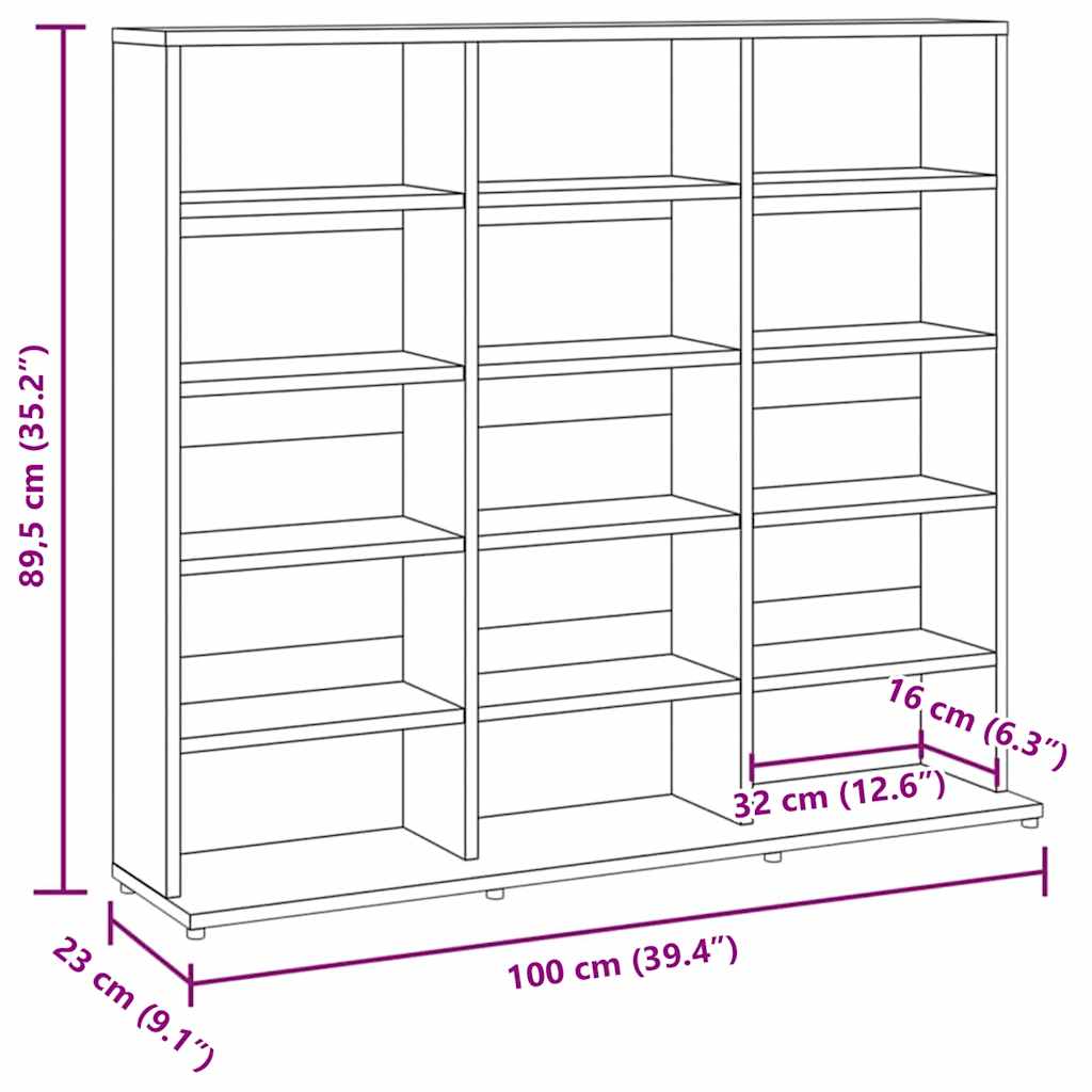 Ormarić za CD-ove boja hrasta 100x23x89,5 cm konstruirano drvo