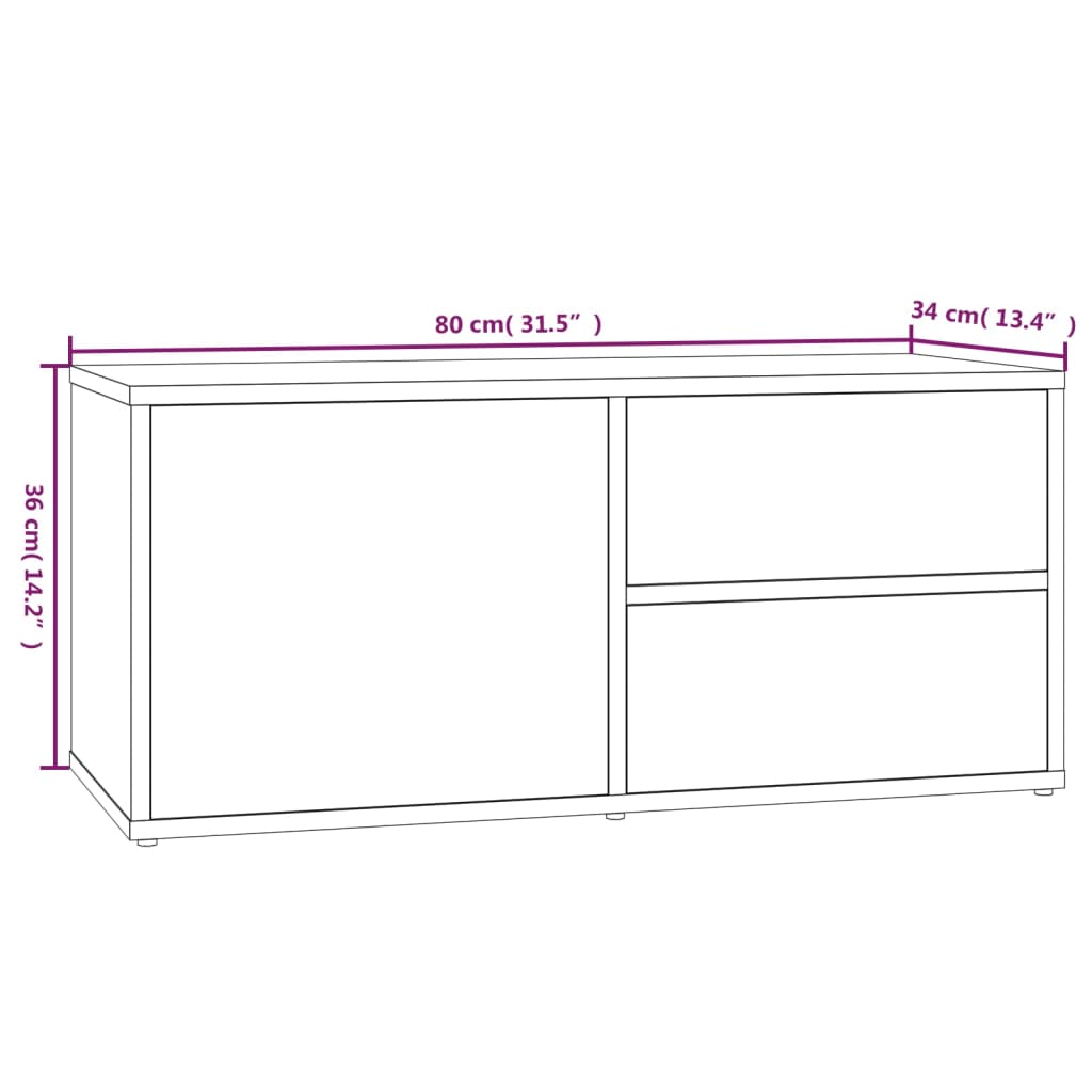 TV ormarić boja dimljenog hrasta 80x34x36 cm konstruirano drvo