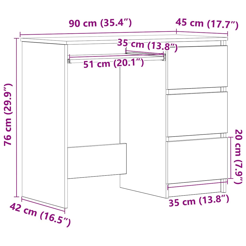 Radni stol boja hrasta sonome 90 x 45 x 76 cm konstruirano drvo