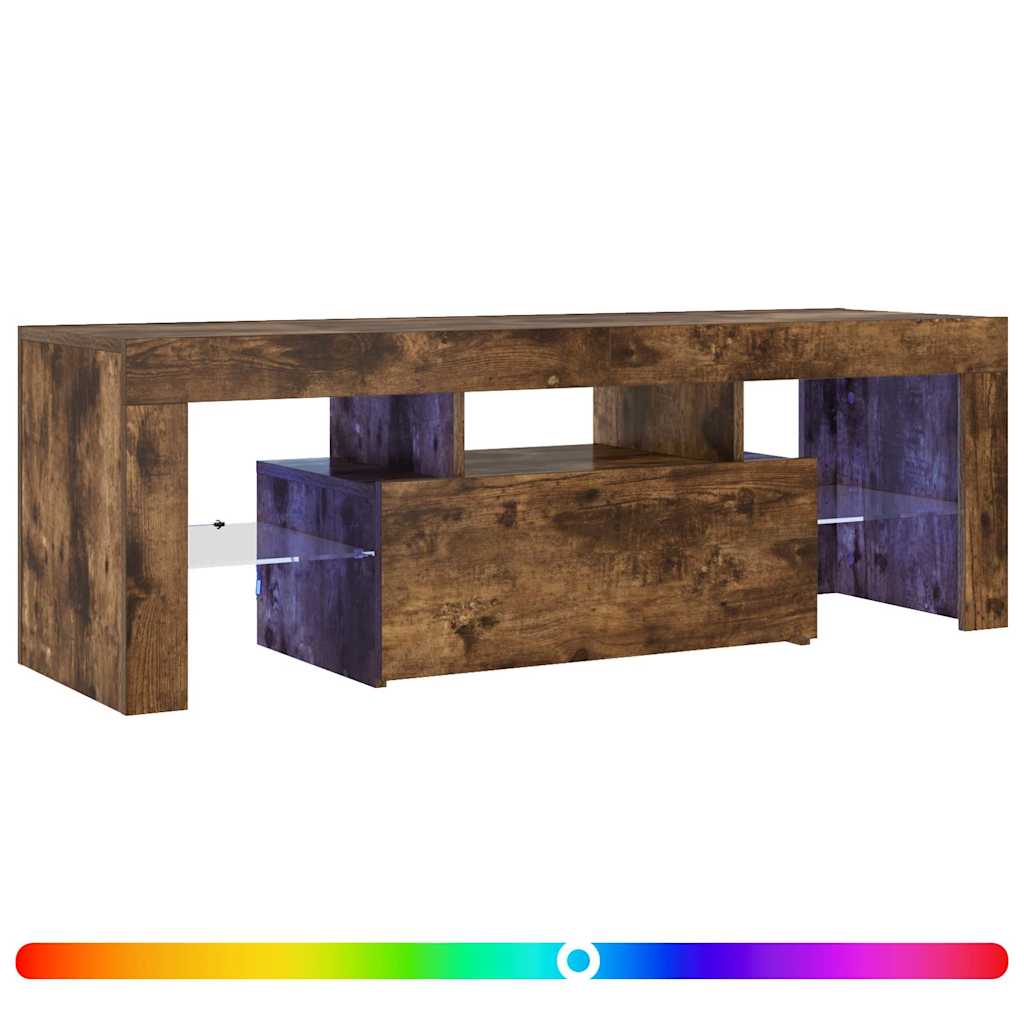 TV ormarić s LED svjetlima boja dimljenog hrasta 120x35x40 cm