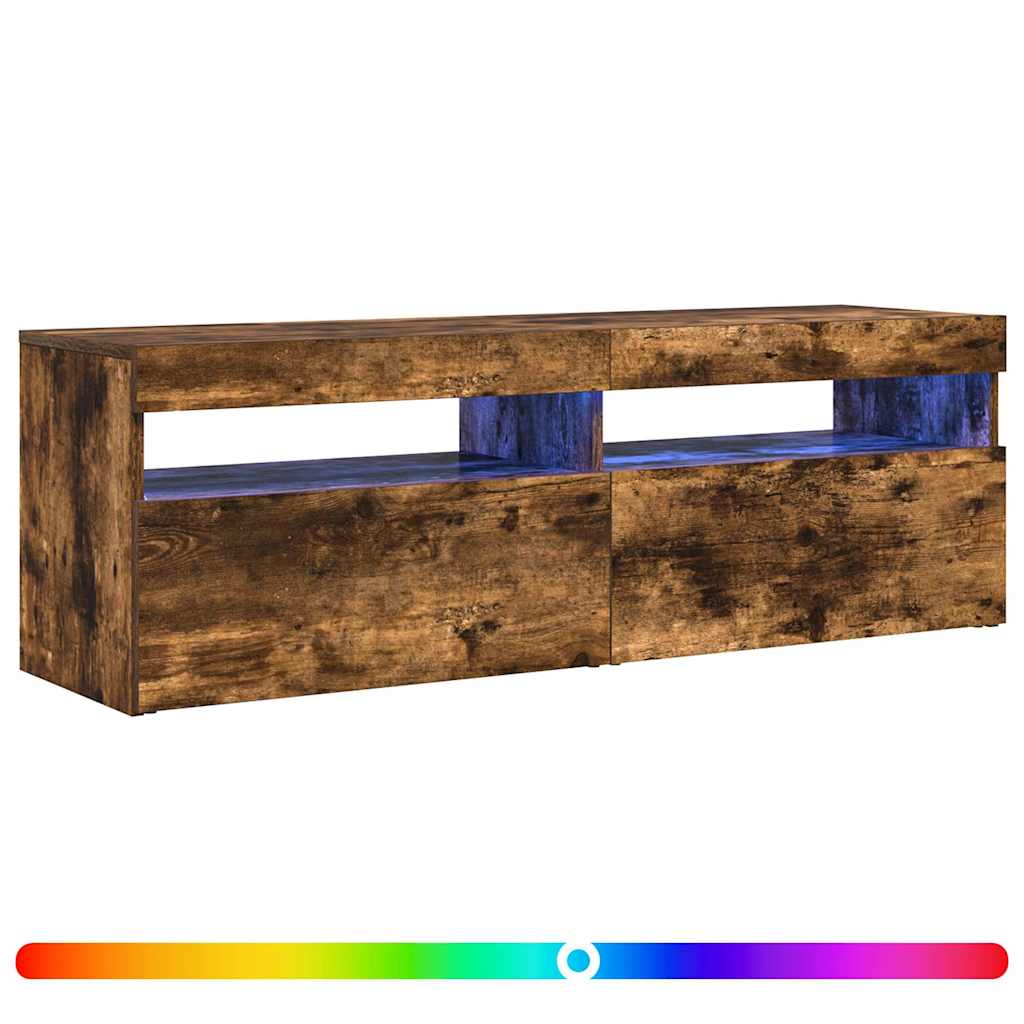 TV ormarić s LED svjetlima boja dimljenog hrasta 120x35x40 cm