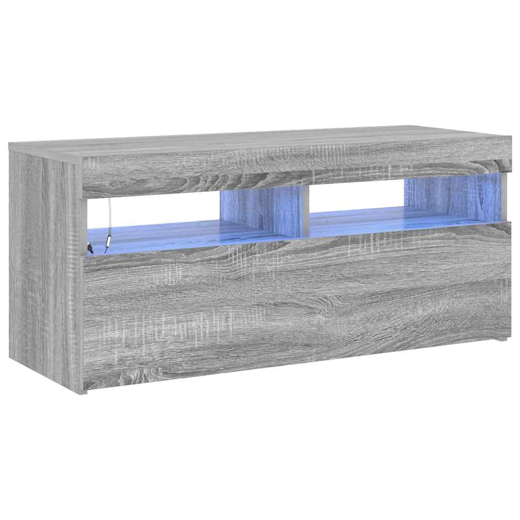 TV ormarić s LED svjetlima boja sivog hrasta sonome 90x35x40 cm