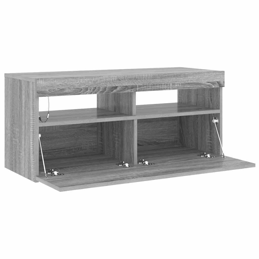 TV ormarić s LED svjetlima boja sivog hrasta sonome 90x35x40 cm