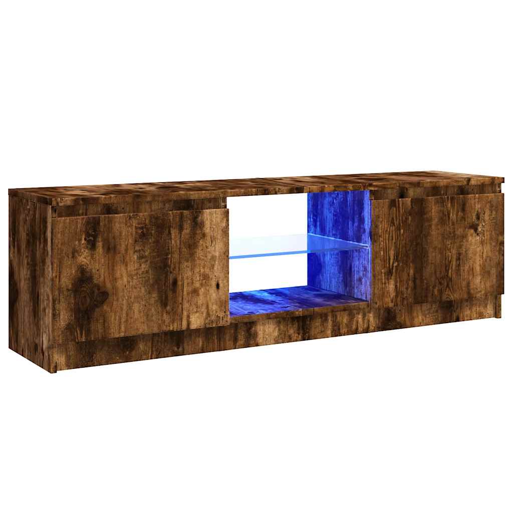 TV ormarić s LED svjetlima boja dimljenog hrasta 120x30x36 cm