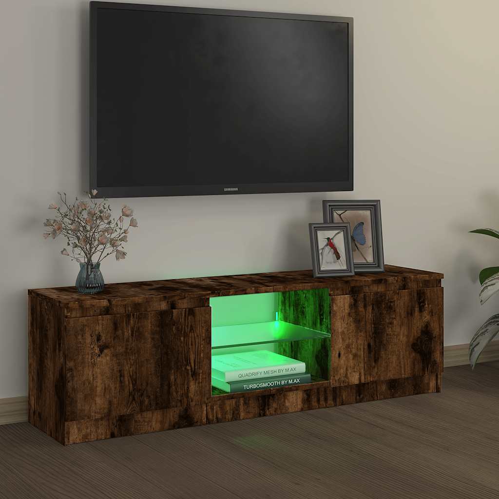 TV ormarić s LED svjetlima boja dimljenog hrasta 120x30x36 cm