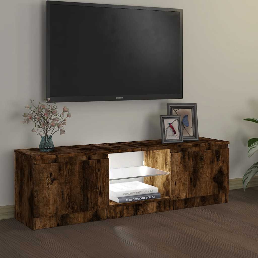 TV ormarić s LED svjetlima boja dimljenog hrasta 120x30x36 cm