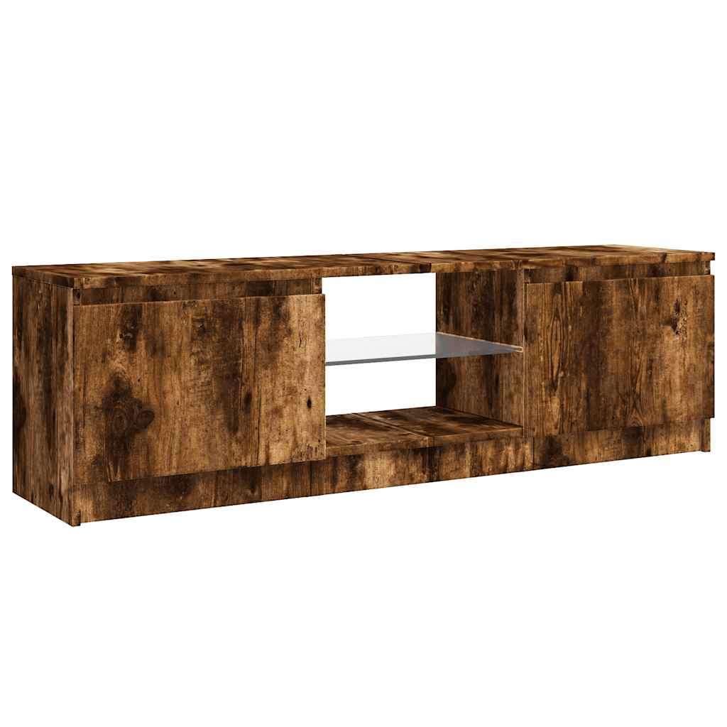TV ormarić s LED svjetlima boja dimljenog hrasta 120x30x36 cm