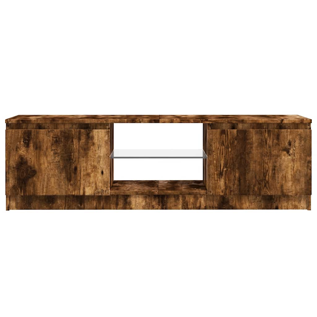 TV ormarić s LED svjetlima boja dimljenog hrasta 120x30x36 cm