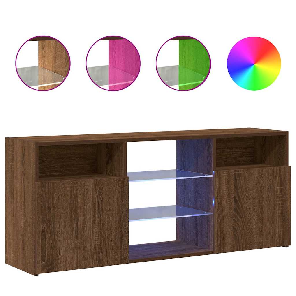 TV ormarić s LED svjetlima boja smeđeg hrasta 120 x 30 x 50 cm