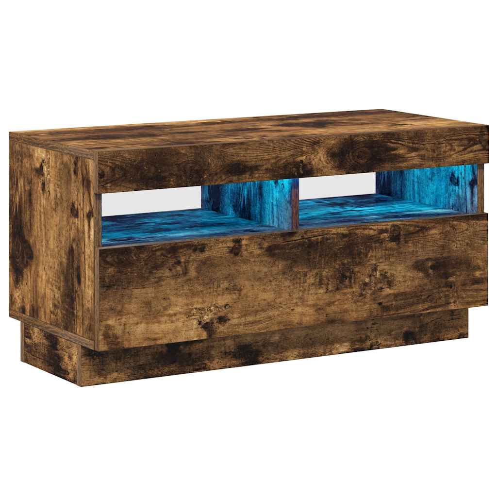 TV ormarić s LED svjetlima boja dimljenog hrasta 80x35x40 cm
