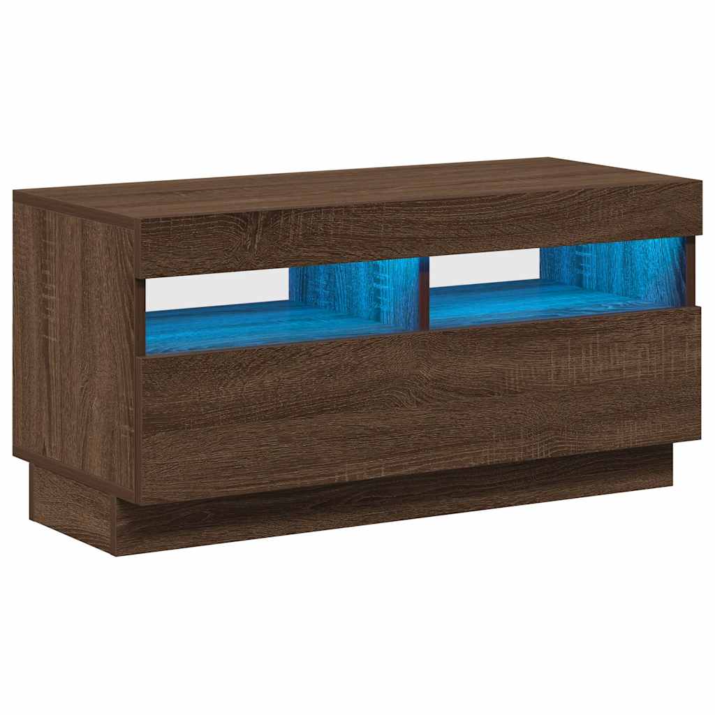 TV ormarić s LED svjetlima boja smeđeg hrasta 80 x 35 x 40 cm