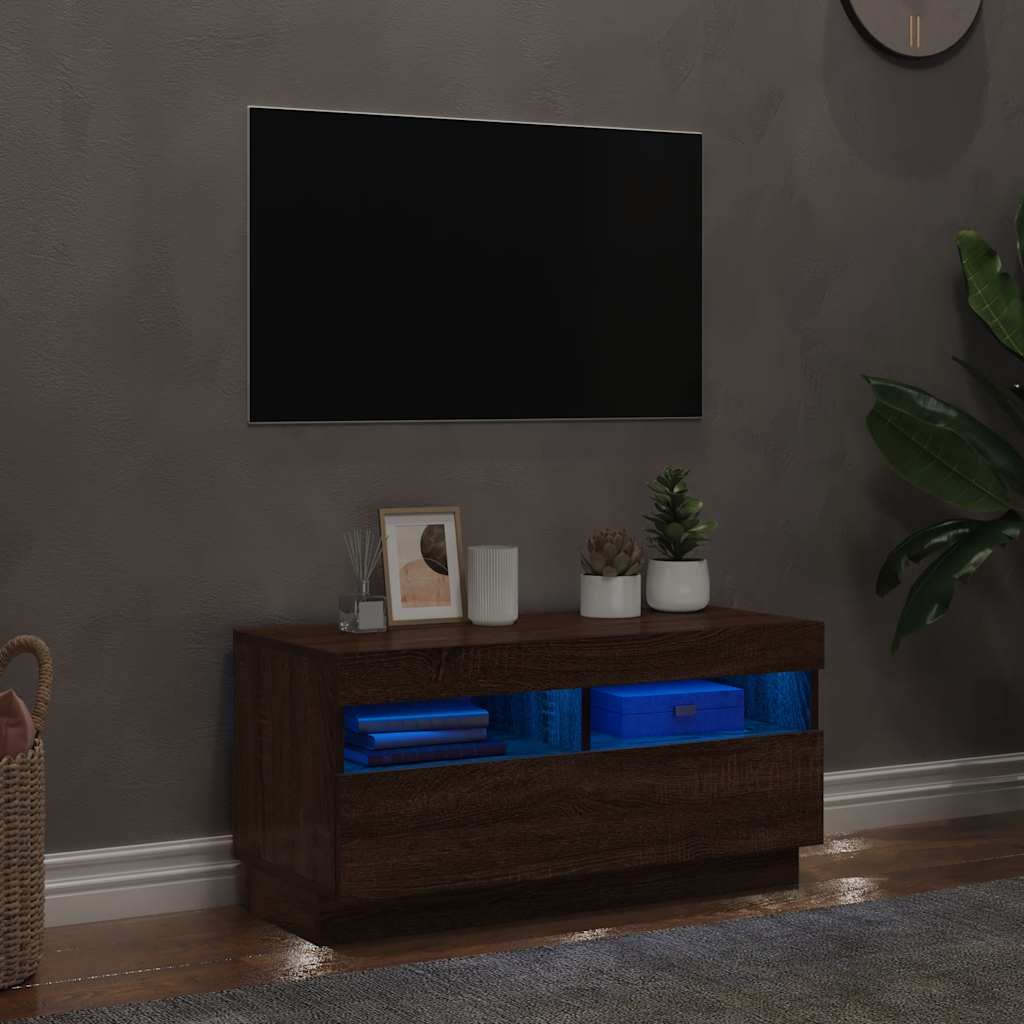 TV ormarić s LED svjetlima boja smeđeg hrasta 80 x 35 x 40 cm