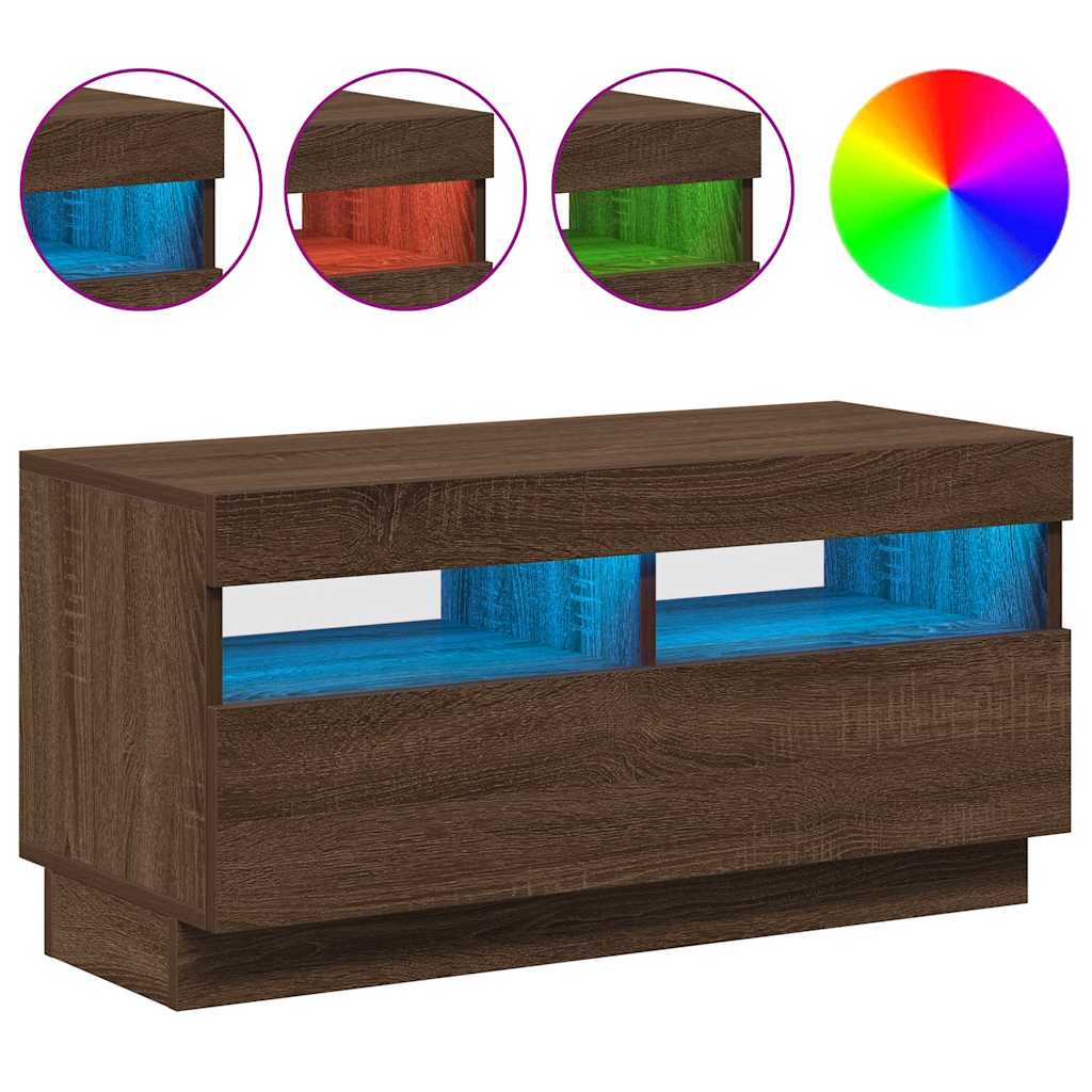 TV ormarić s LED svjetlima boja smeđeg hrasta 80 x 35 x 40 cm