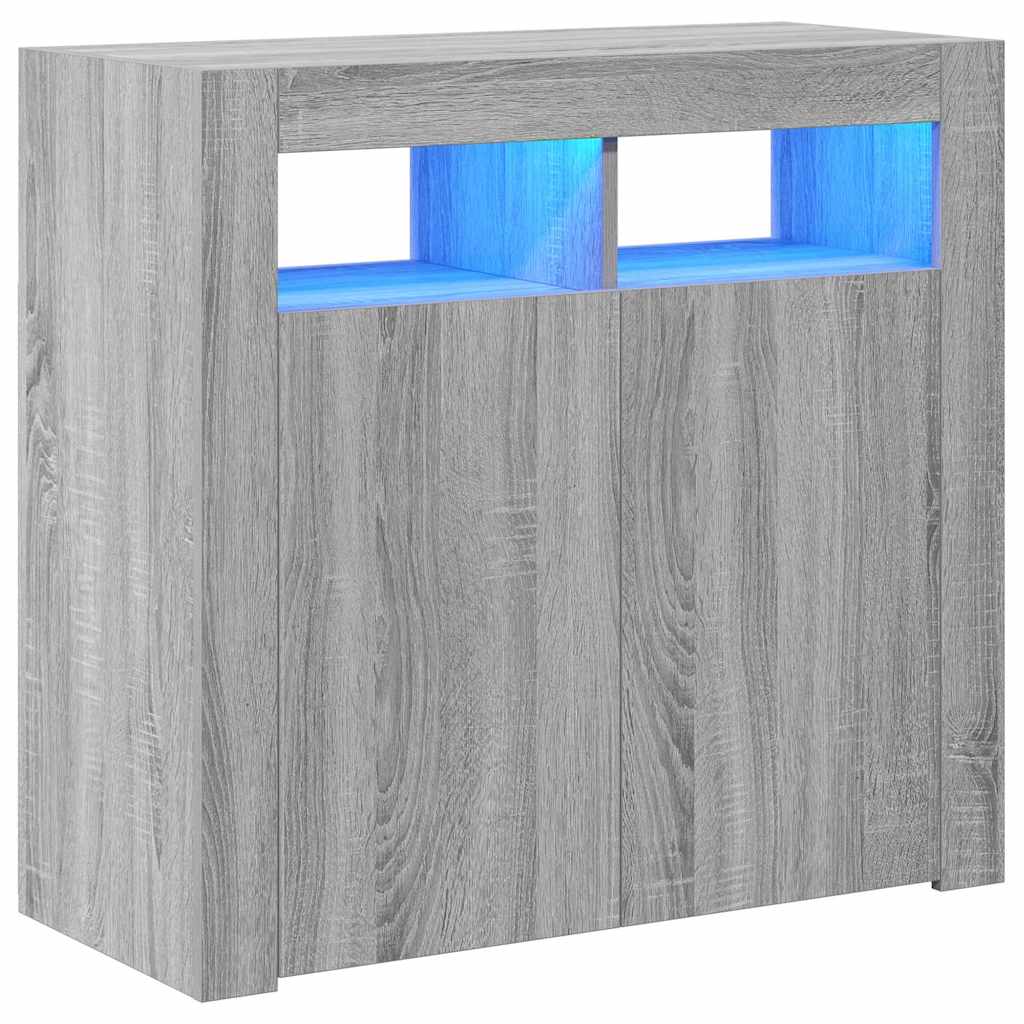 Komoda s LED svjetlima boja sivog hrasta sonome 80 x 35 x 75 cm