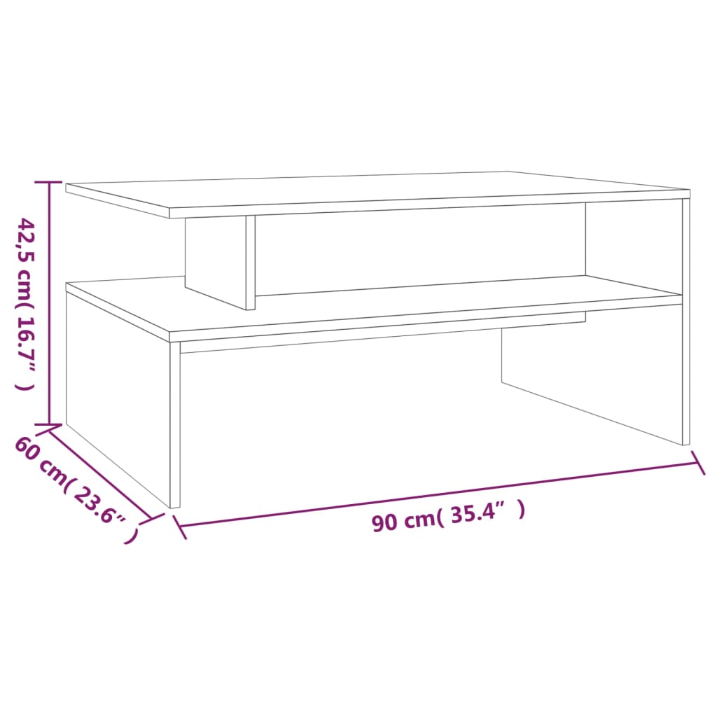 Stolić za kavu boja hrasta 90 x 60 x 42,5 cm konstruirano drvo