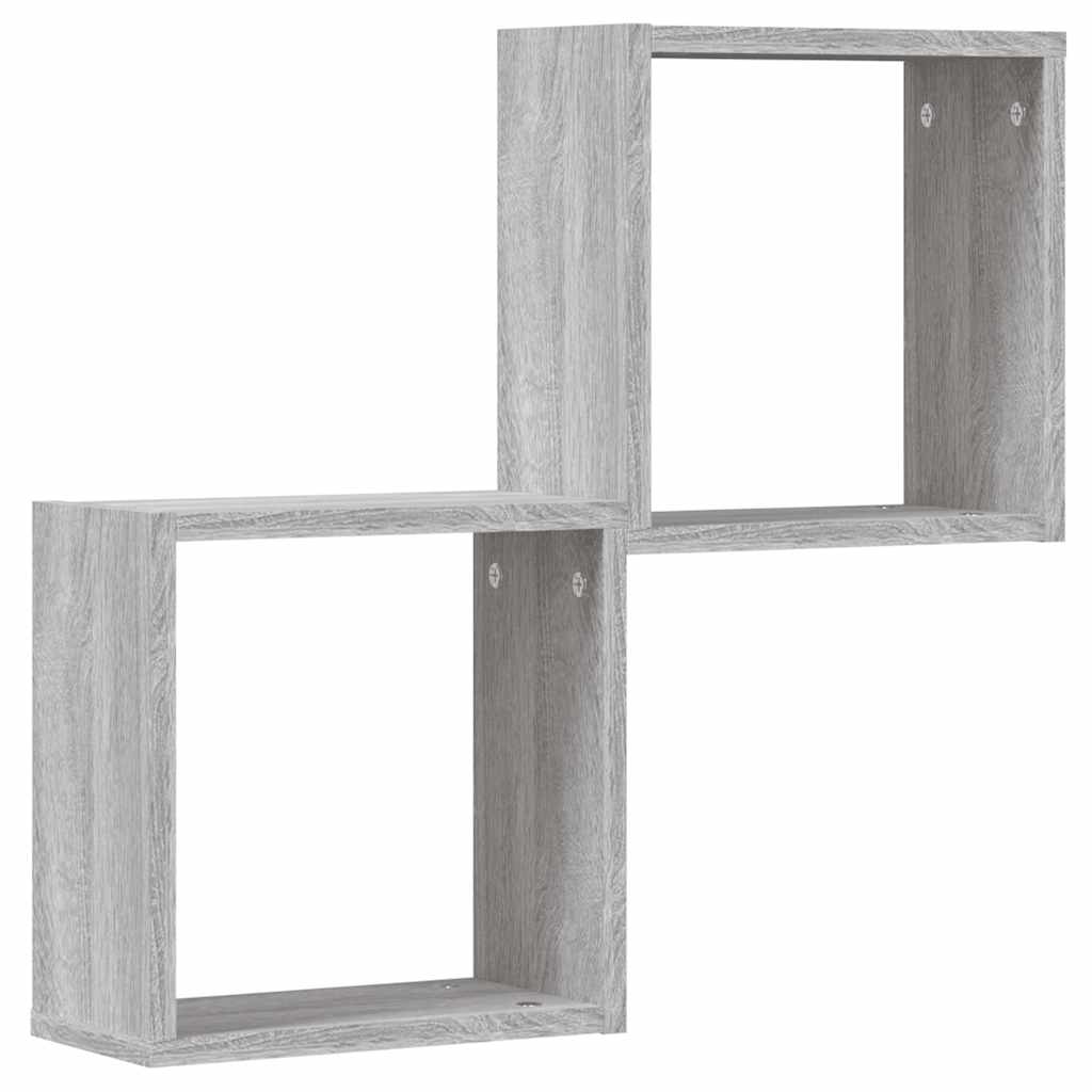 Zidne kockaste police 2 kom Siva Sonoma 30x15x30 cm