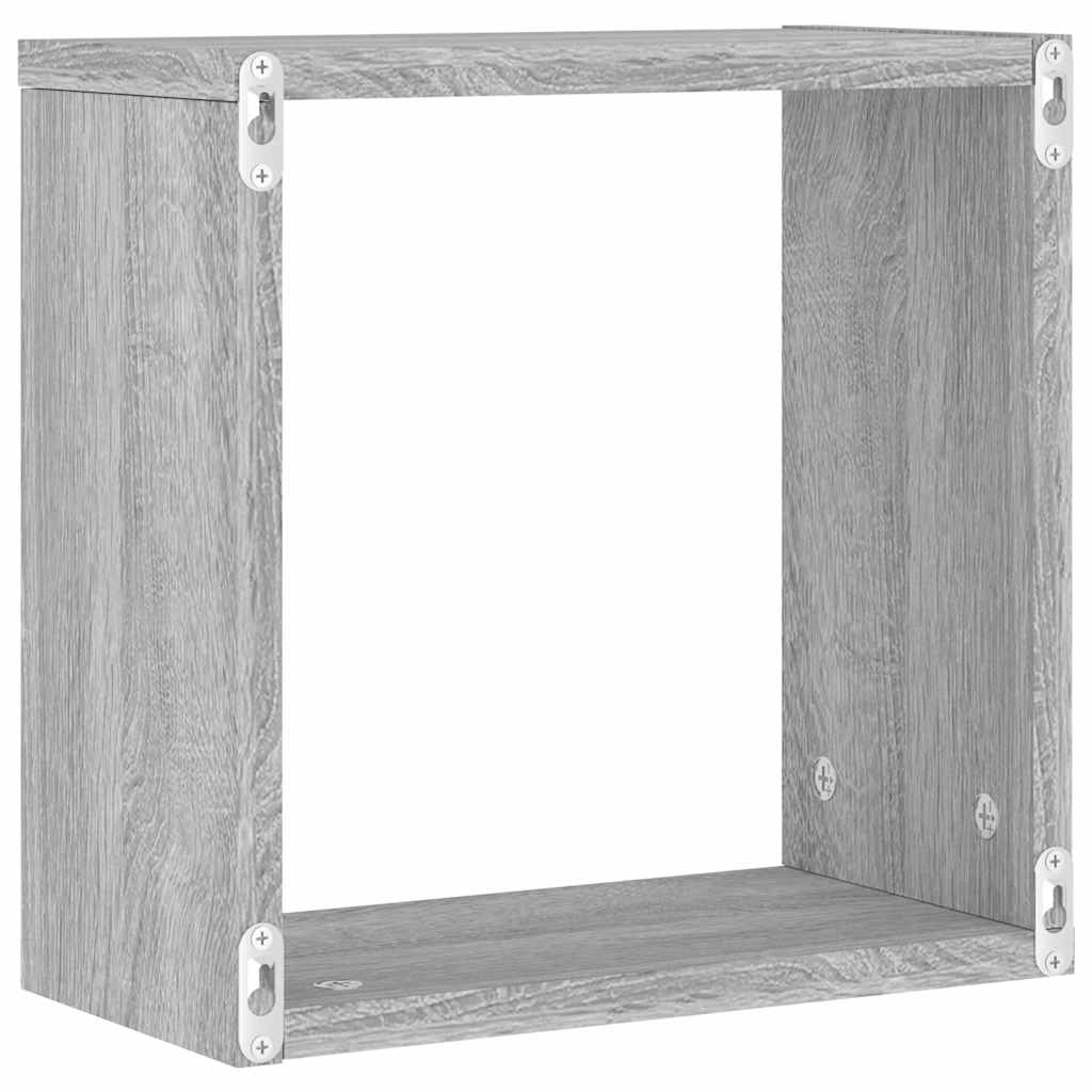 Zidne kockaste police 2 kom Siva Sonoma 30x15x30 cm