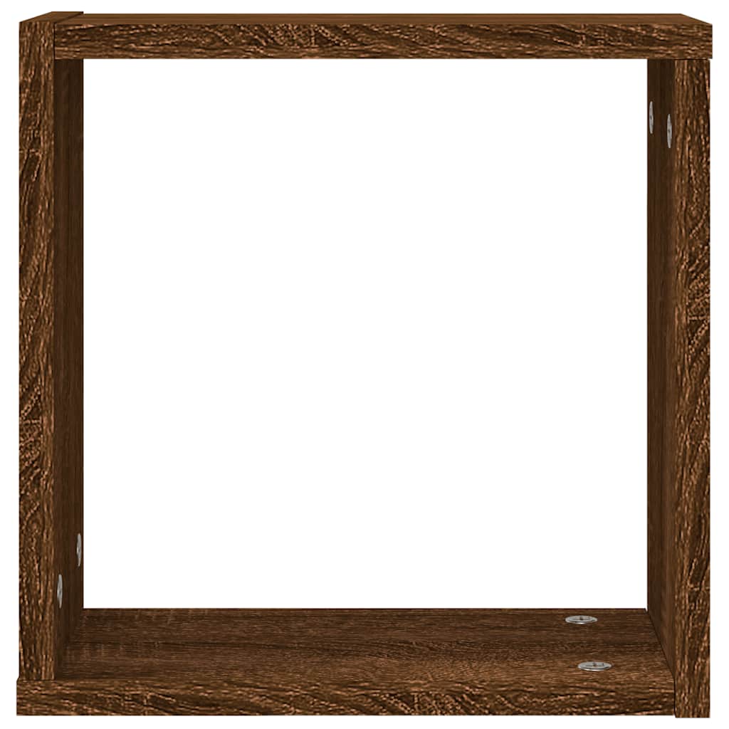 Zidne kockaste police 6 kom smeđi hrast 30x15x30 cm