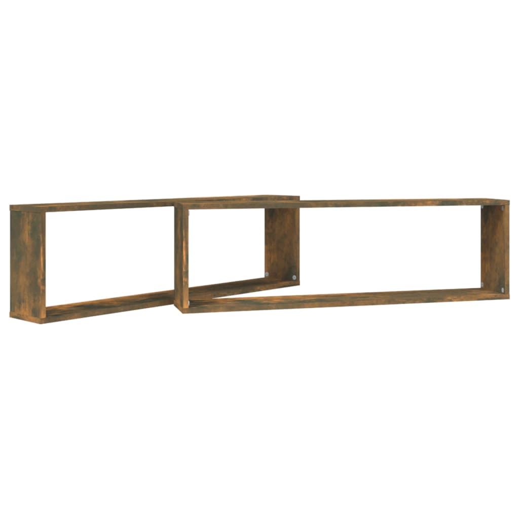 Kockaste zidne police 2 kom boja hrasta 100 x 15 x 30 cm drvene