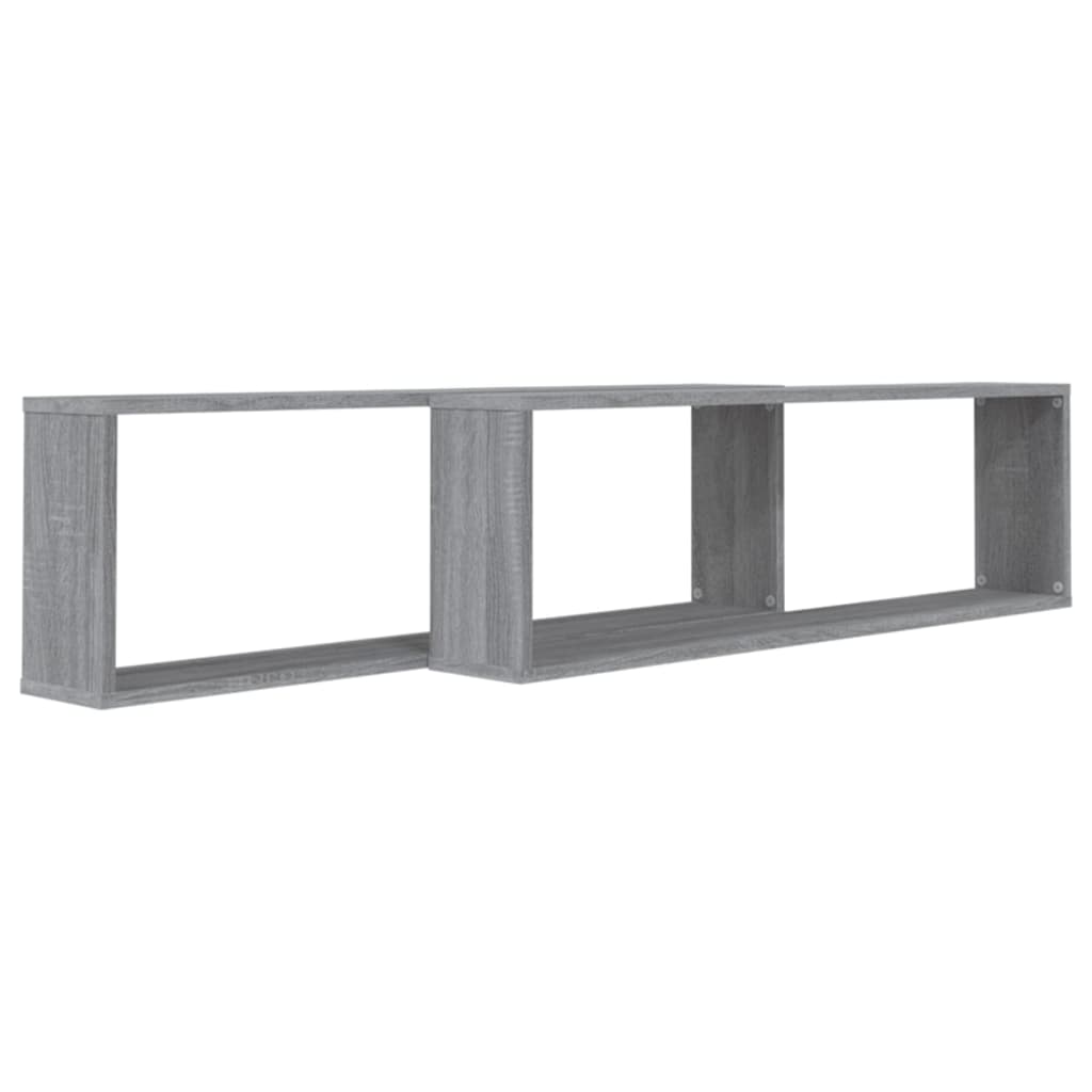 Kockaste zidne police 2 kom boja hrasta 100 x 15 x 30 cm drvene