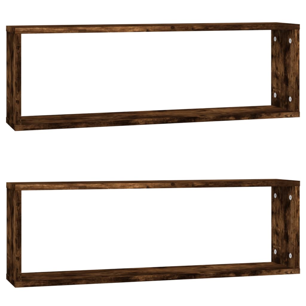 Kockaste zidne police 2 kom boja hrasta 80x15x26,5 cm drvene