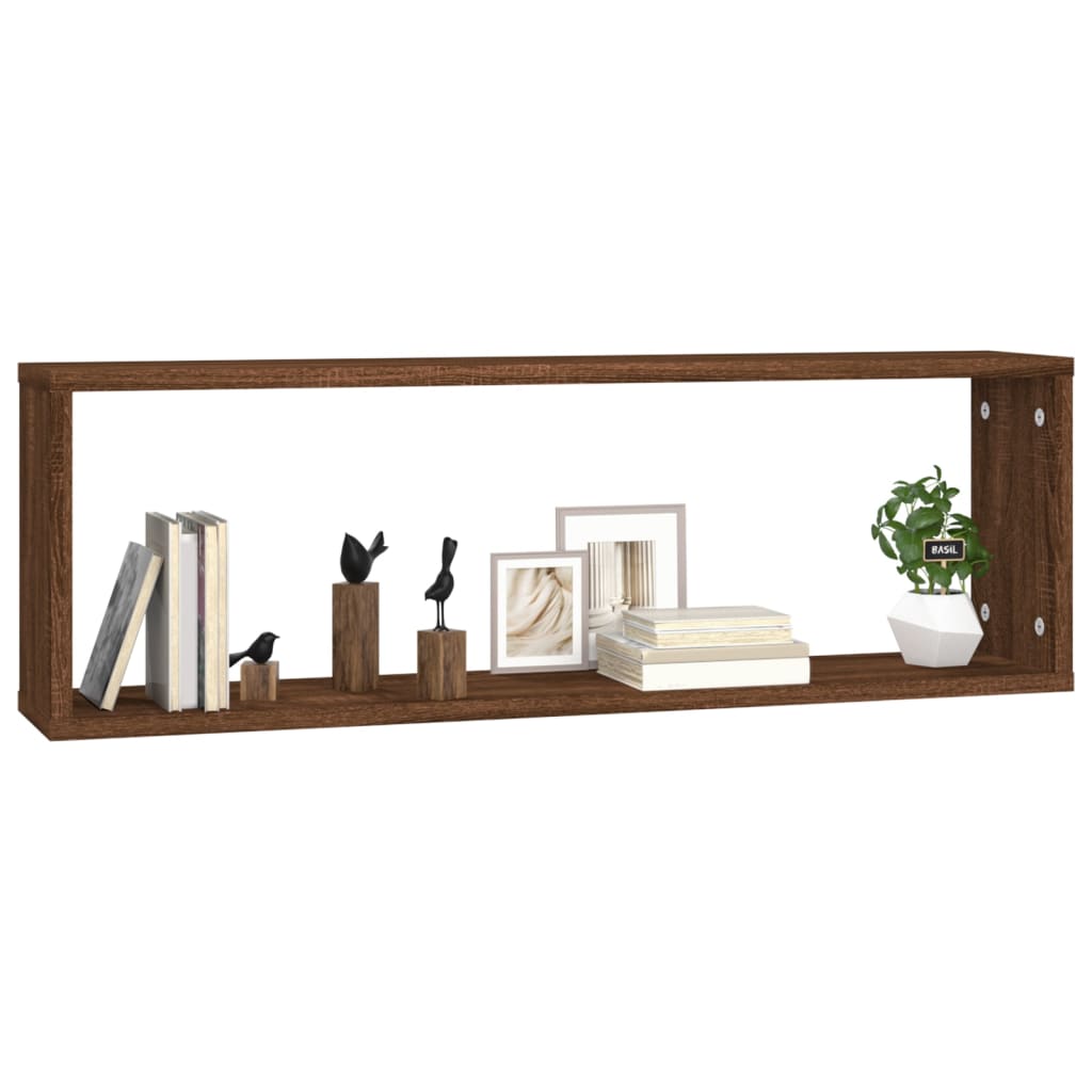 Kockaste zidne police 4 kom boja hrasta 80x15x26,5 cm drvene