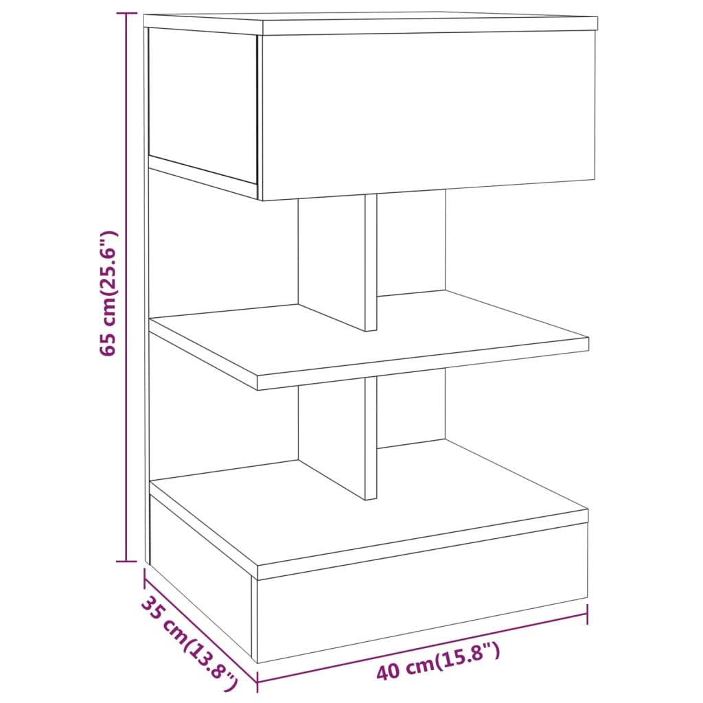 Noćni ormarić boja sivog hrasta sonome 40 x 35 x 65 cm drveni