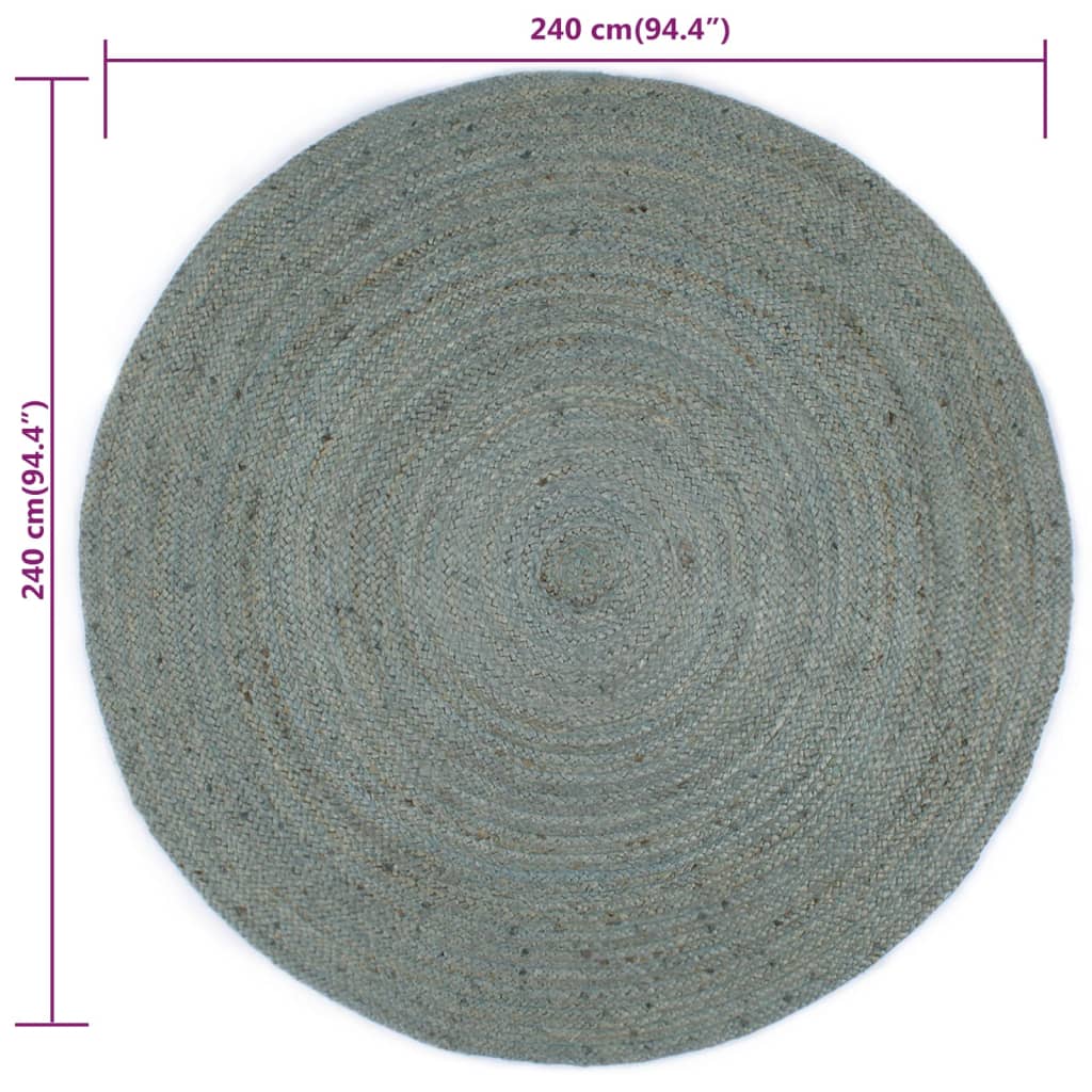 Ručno rađeni tepih od jute okrugli 240 cm maslinastozeleni