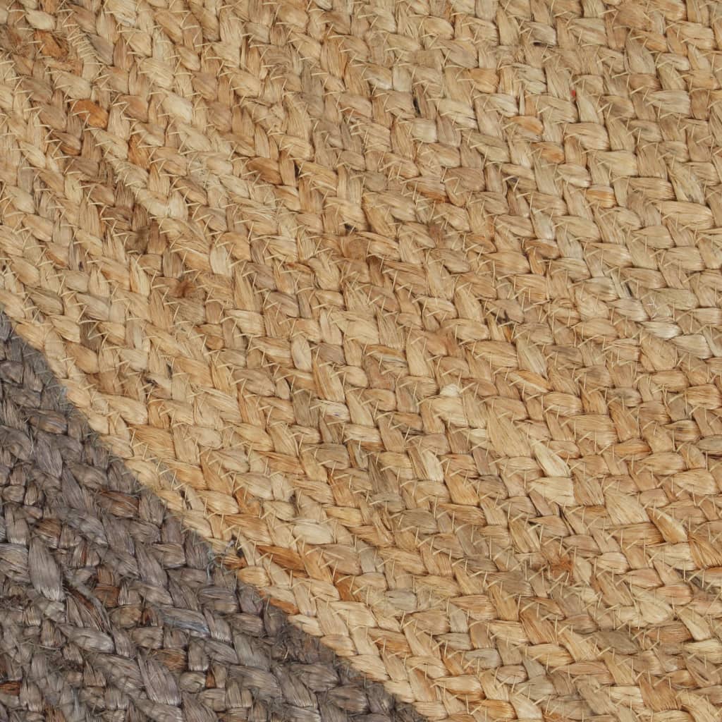 Ručno rađeni tepih od jute sa sivim rubom 180 cm