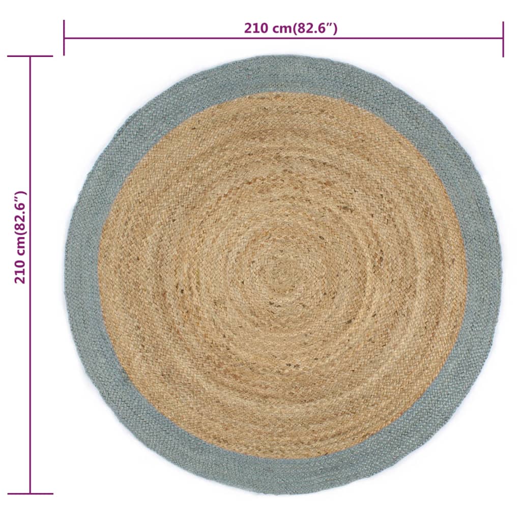 Ručno rađeni tepih od jute s maslinastozelenim rubom 210 cm