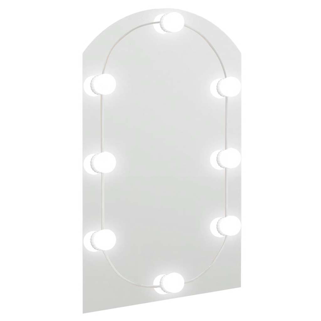 Ogledalo s LED svjetlima 60 x 40 cm stakleno u obliku luka