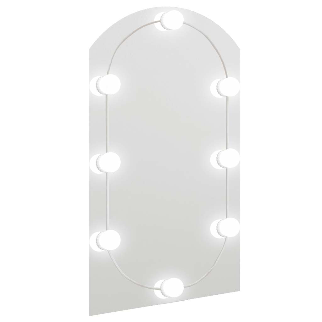 Ogledalo s LED svjetlima 70 x 40 cm stakleno u obliku luka