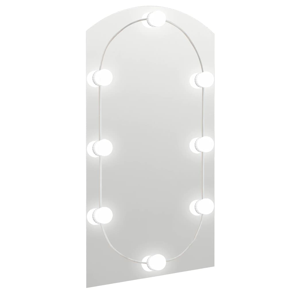 Ogledalo s LED svjetlima 90 x 45 cm stakleno u obliku luka