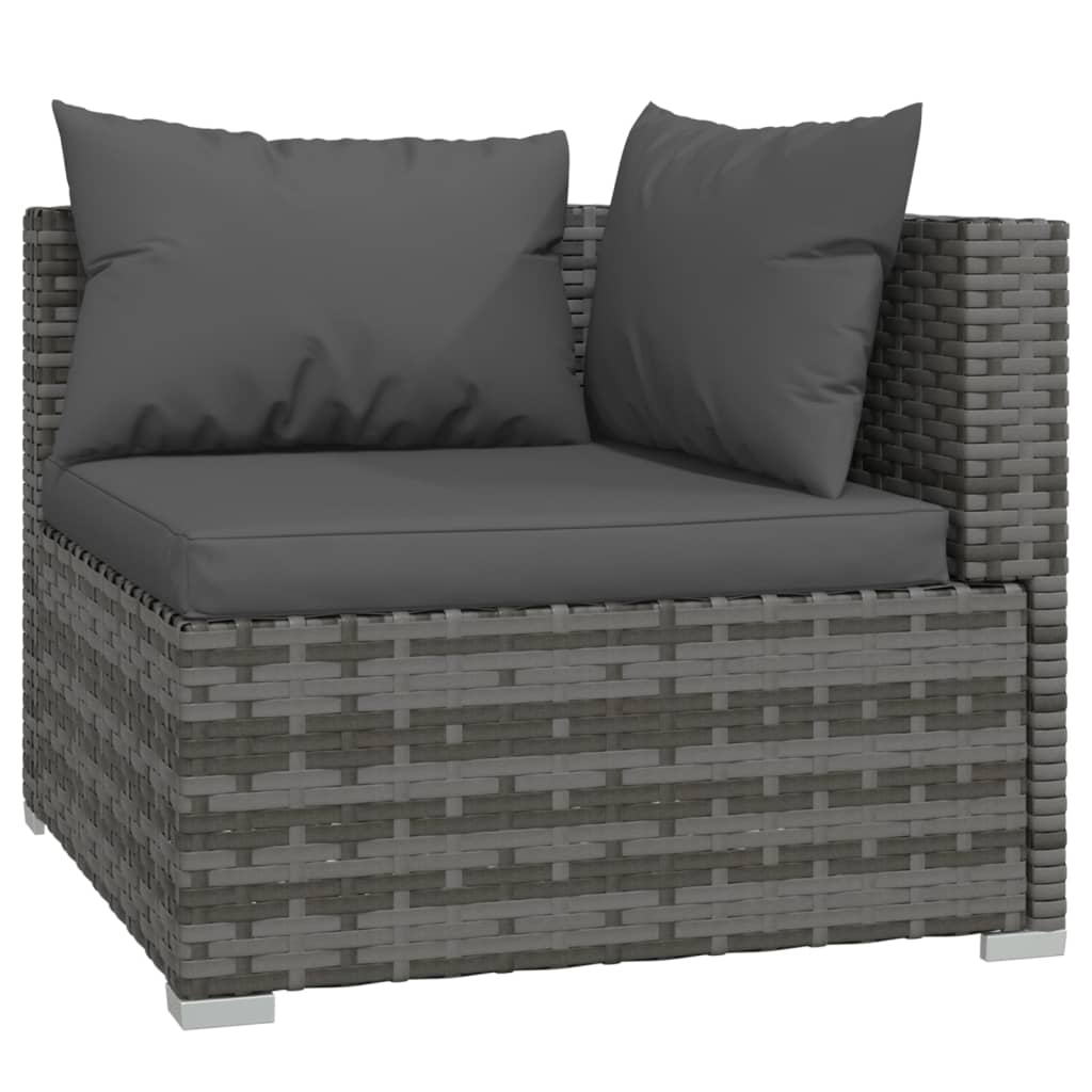 9-dijelna vrtna garnitura od poliratana s jastucima siva