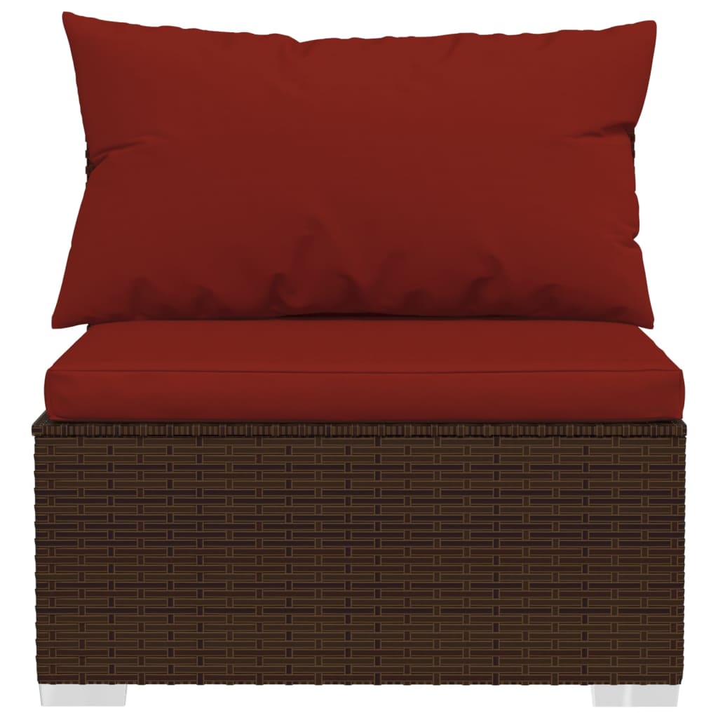 6-dijelna vrtna garnitura od poliratana s jastucima smeđa