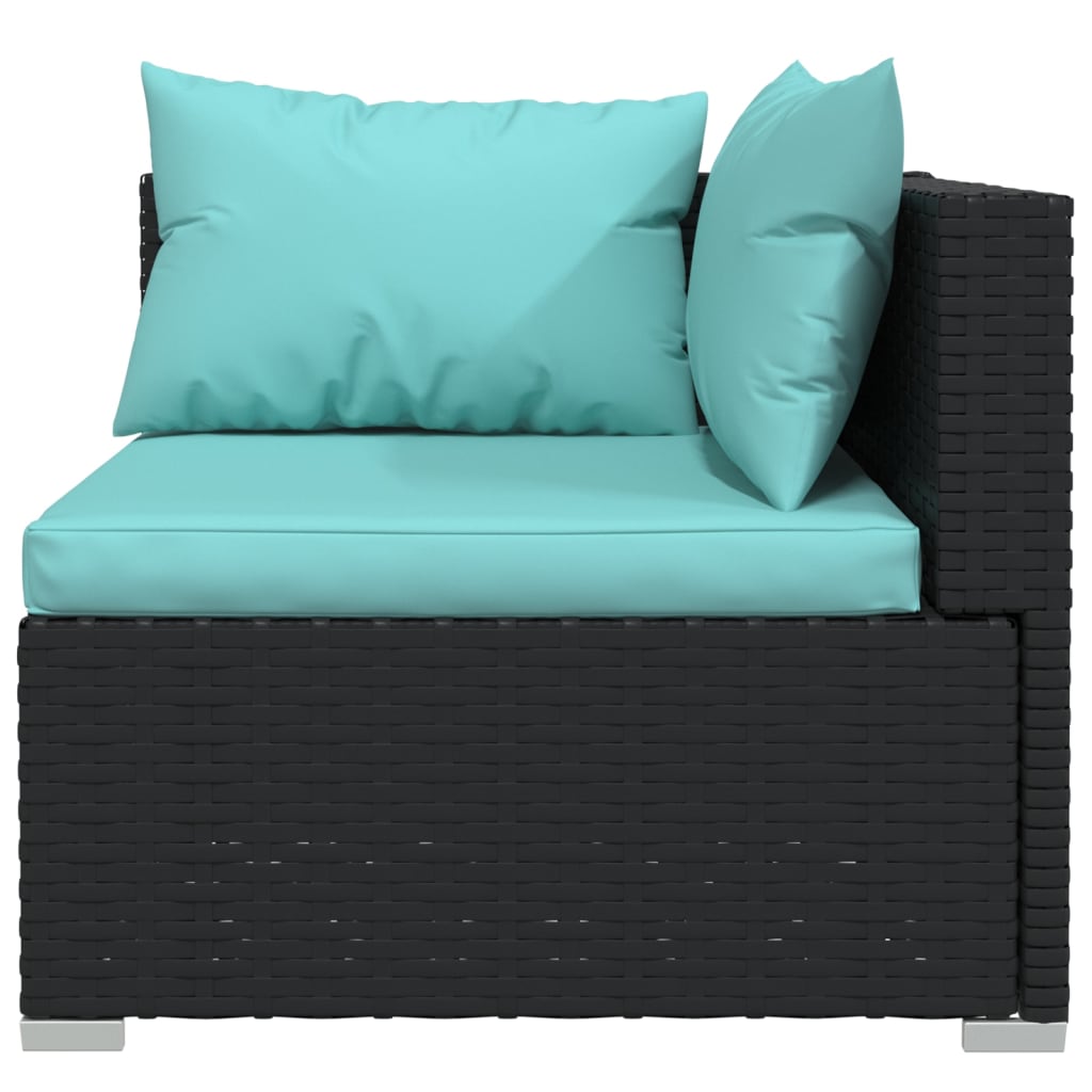 10-dijelna vrtna garnitura od poliratana s jastucima crna
