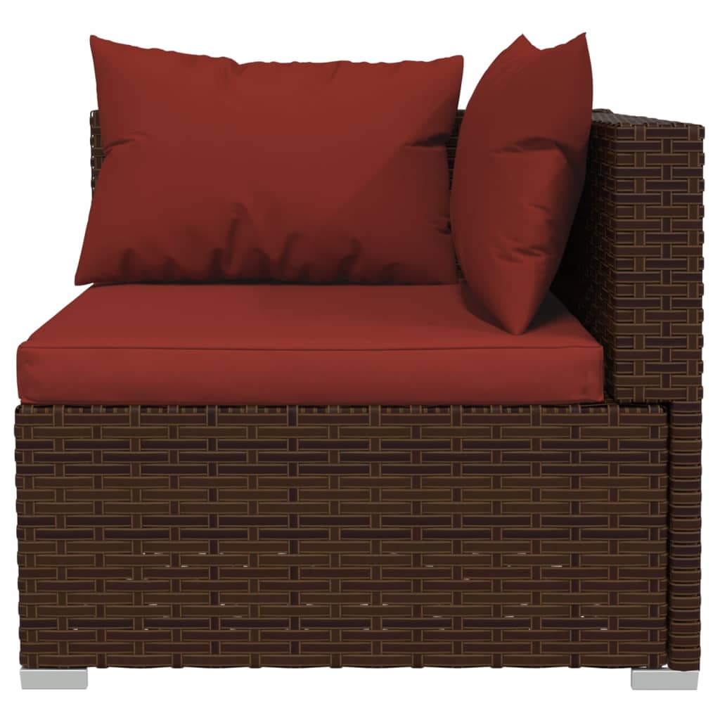 13-dijelna vrtna garnitura od poliratana s jastucima smeđa