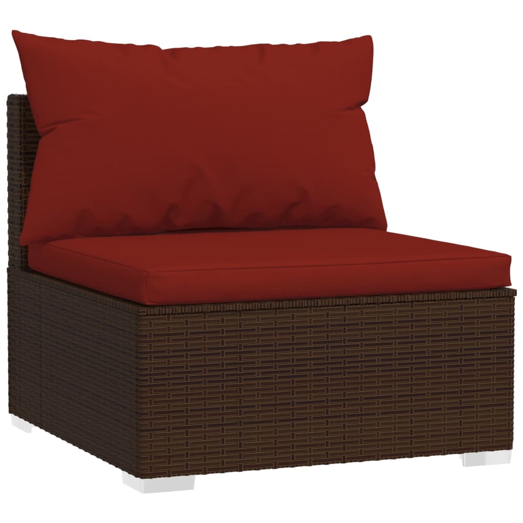 7-dijelna vrtna garnitura od poliratana s jastucima smeđa