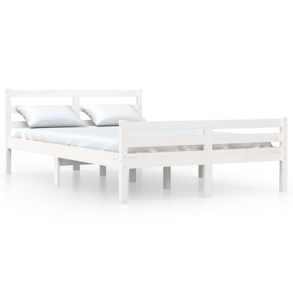 Okvir za krevet od masivnog drva bijeli 135x190 cm bračni